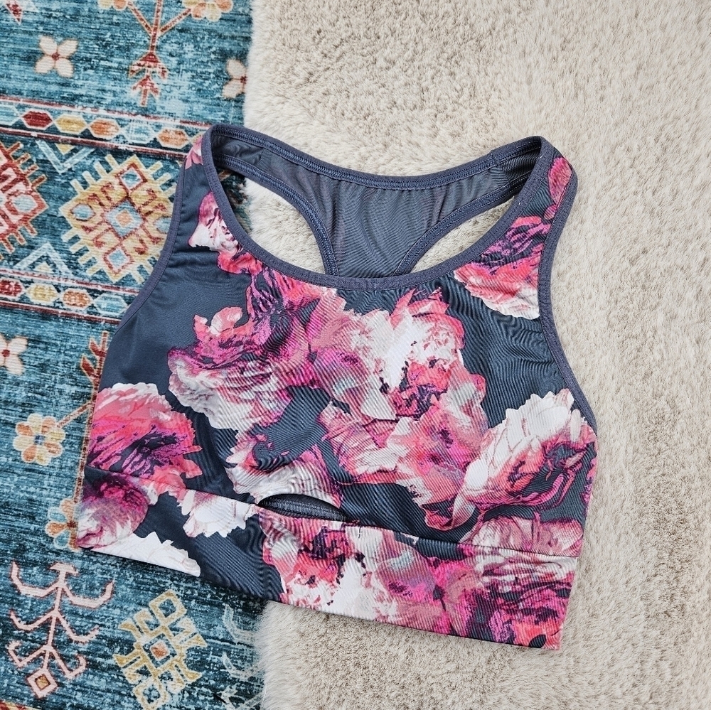 Victoria Sport Floral Keyhole Sports Athletic Bra